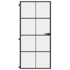 Porta Interni Sottile Nera 93x201,5cm Vetro Temperato Alluminio