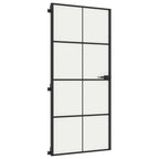 Porta Interni Sottile Nera 93x201,5cm Vetro Temperato Alluminio