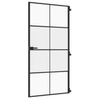 Porta Interna Sottile Nera 102,5x201,5 cm Vetro Temperato Alluminio