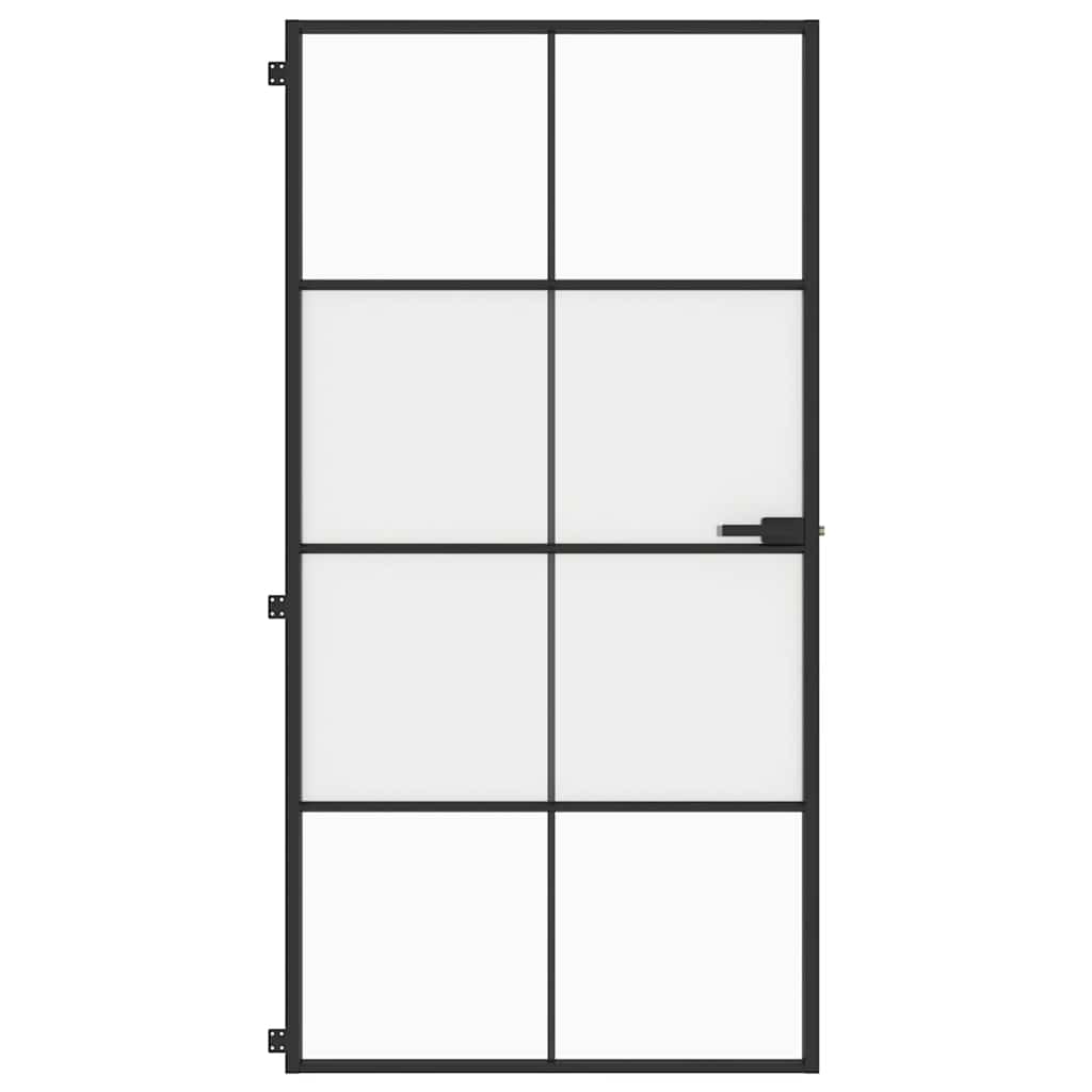 Porta Interna Sottile Nera 102,5x201,5 cm Vetro Temperato Alluminio