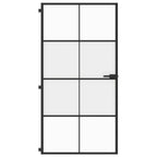 Porta Interna Sottile Nera 102,5x201,5 cm Vetro Temperato Alluminio