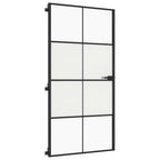 Porta Interna Sottile Nera 102,5x201,5 cm Vetro Temperato Alluminio