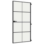Porta Interna Vetro Temperato Opaco Nero 102,5x201,5 cm Telaio Alluminio