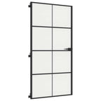 Porta Interna Vetro Temperato Opaco Nero 102,5x201,5 cm Telaio Alluminio