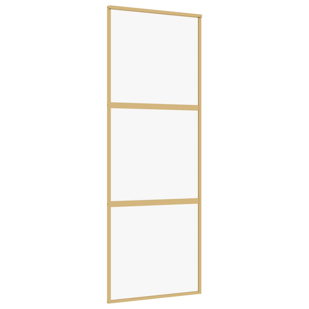 Porta Scorrevole Dorata 76x205 cm Vetro Trasparente ESG Alluminio