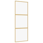 Porta Scorrevole Dorata 76x205 cm Vetro Trasparente ESG Alluminio