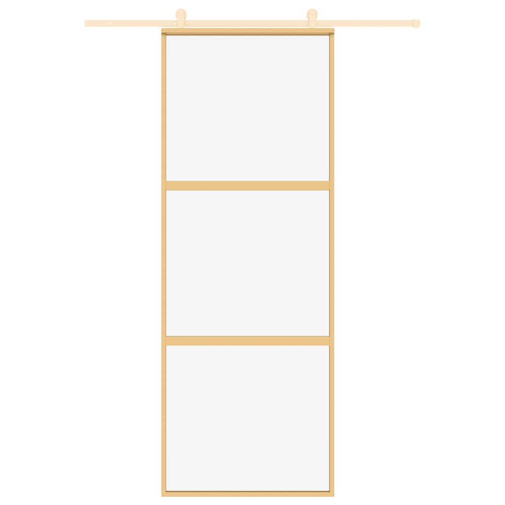 Porta Scorrevole Dorata 76x205 cm Vetro Trasparente ESG Alluminio