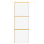 Porta Scorrevole Dorata 76x205 cm Vetro Trasparente ESG Alluminio