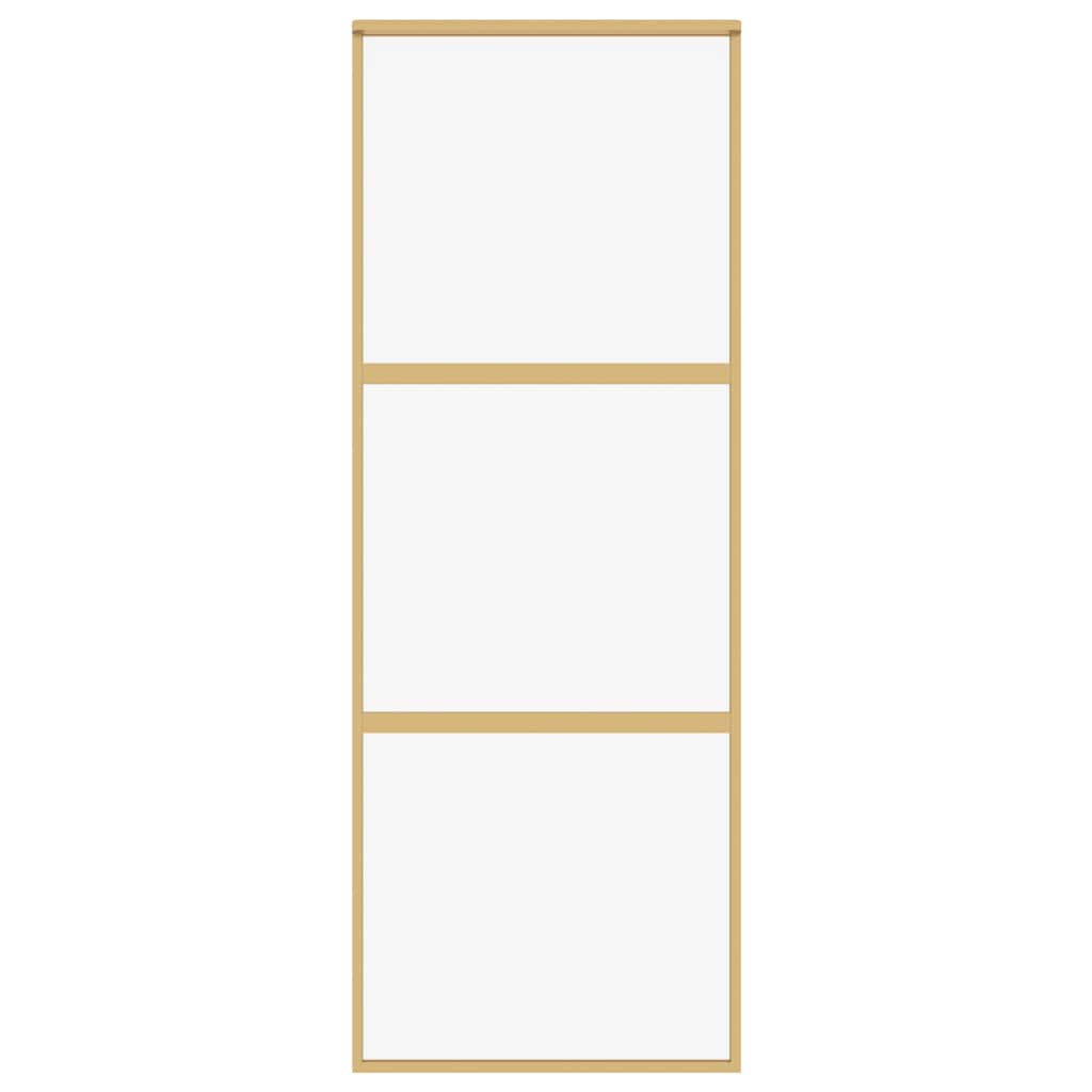 Porta Scorrevole Dorata 76x205 cm Vetro Trasparente ESG Alluminio