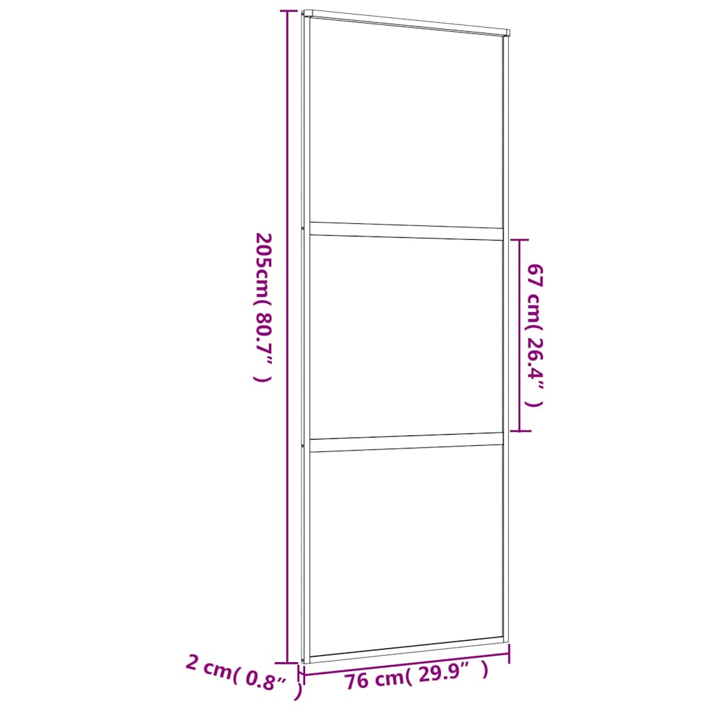 Porta Scorrevole Dorata 76x205 cm Vetro Trasparente ESG Alluminio