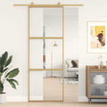 Porta Scorrevole Dorata 76x205 cm Vetro Trasparente ESG Alluminio
