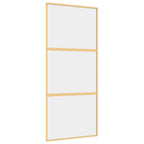 Porta Scorrevole Dorata 90x205 cm Vetro Trasparente ESG Alluminio