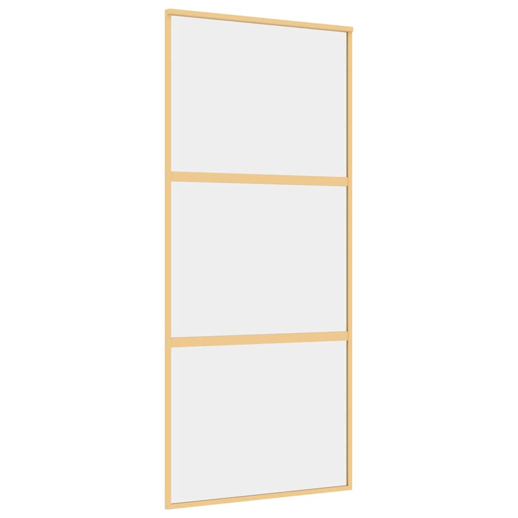 Porta Scorrevole Dorata 90x205 cm Vetro Trasparente ESG Alluminio