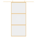 Porta Scorrevole Dorata 90x205 cm Vetro Trasparente ESG Alluminio