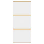 Porta Scorrevole Dorata 90x205 cm Vetro Trasparente ESG Alluminio