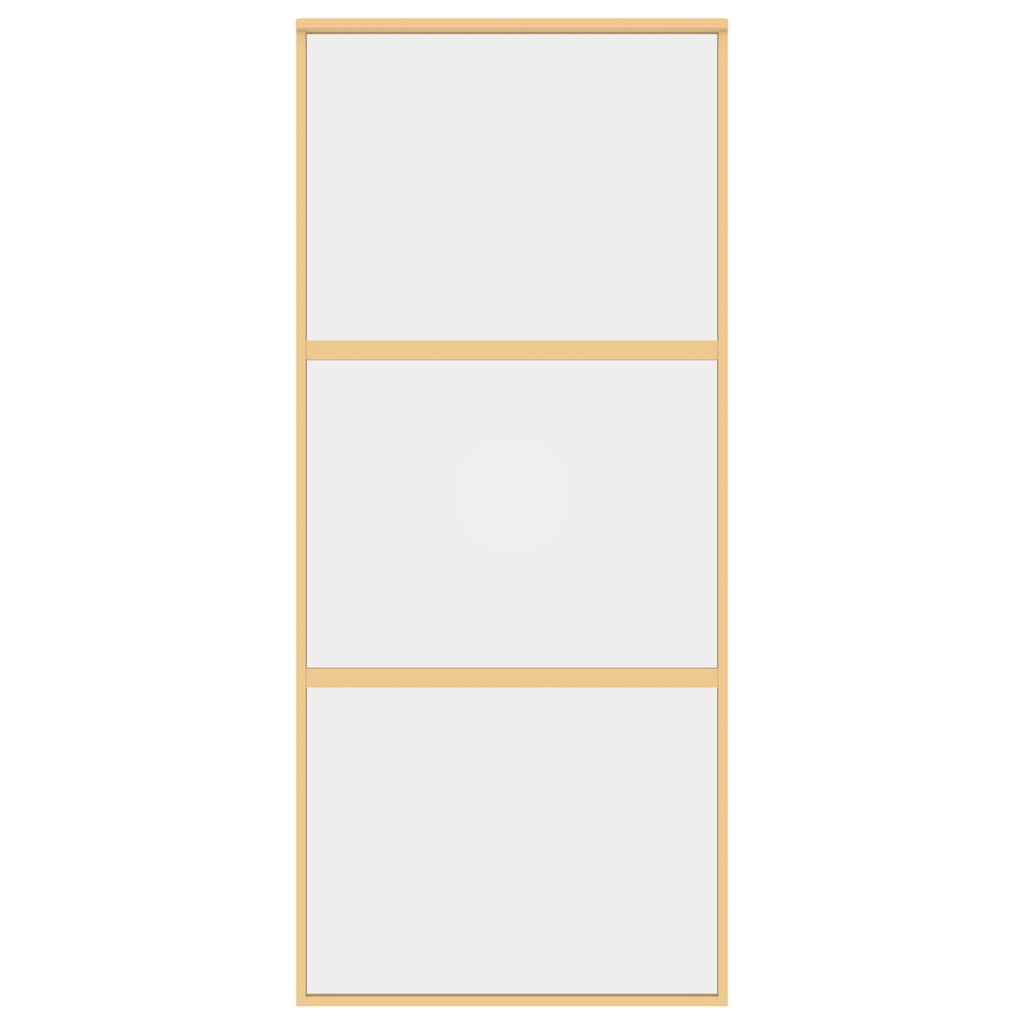 Porta Scorrevole Dorata 90x205 cm Vetro Trasparente ESG Alluminio