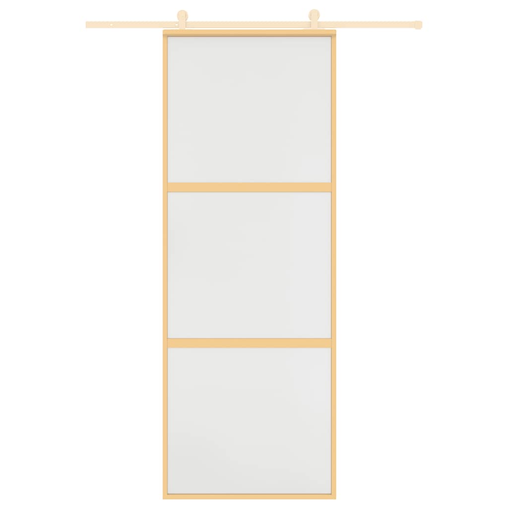 Porta Scorrevole Dorata 76x205 cm Vetro Smerigliato ESG Alluminio