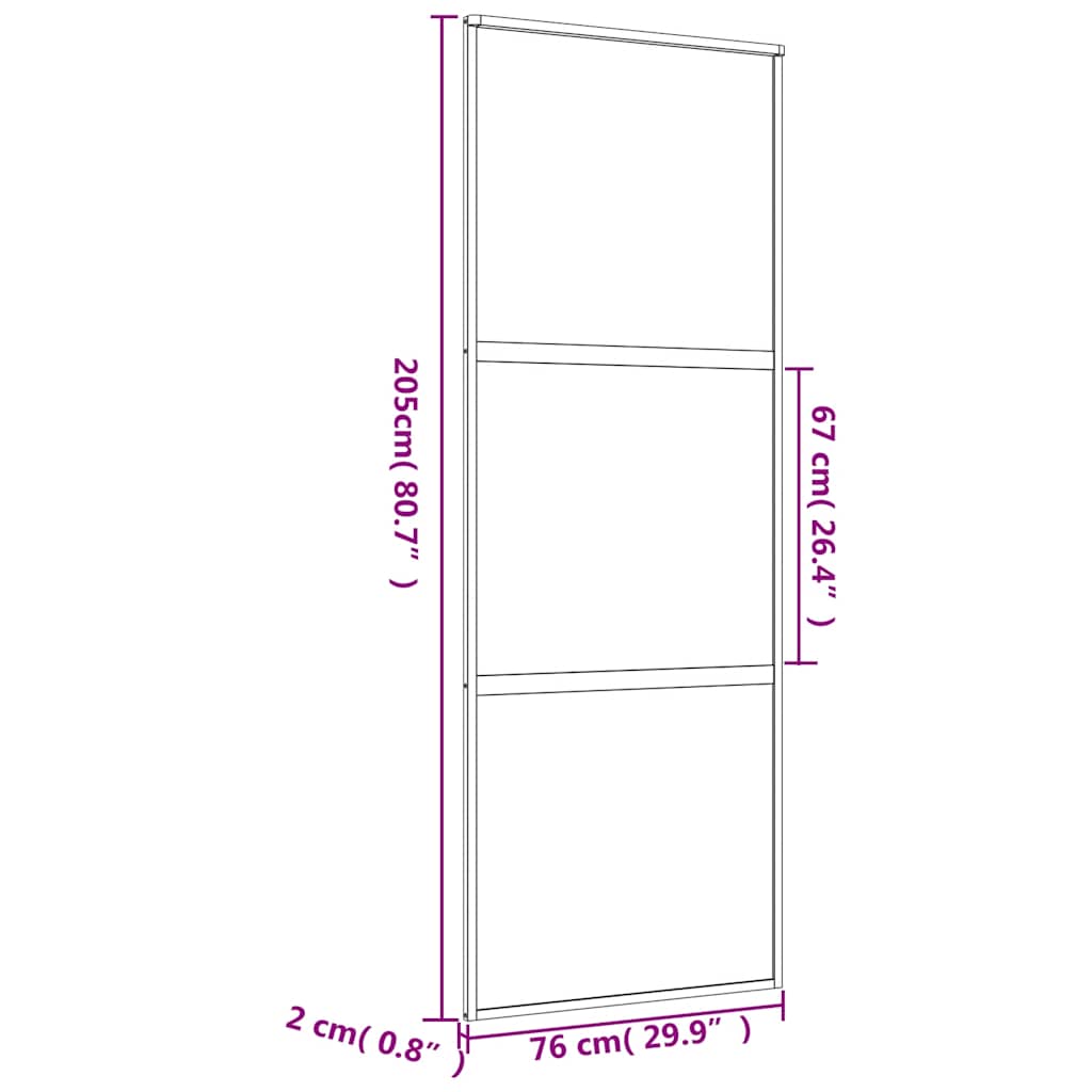 Porta Scorrevole Dorata 76x205 cm Vetro Smerigliato ESG Alluminio