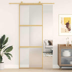 Porta Scorrevole Dorata 76x205 cm Vetro Smerigliato ESG Alluminio