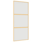 Porta Scorrevole Dorata 90x205 cm Vetro Smerigliato ESG Alluminio