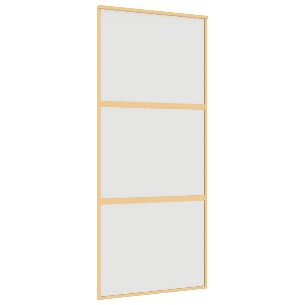 Porta Scorrevole Dorata 90x205 cm Vetro Smerigliato ESG Alluminio