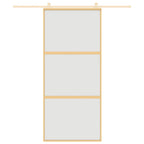 Porta Scorrevole Dorata 90x205 cm Vetro Smerigliato ESG Alluminio
