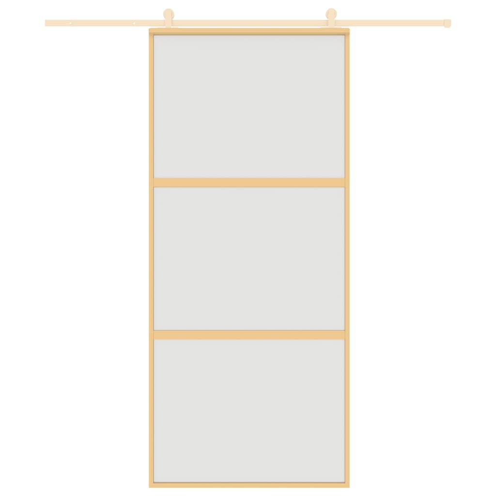 Porta Scorrevole Dorata 90x205 cm Vetro Smerigliato ESG Alluminio