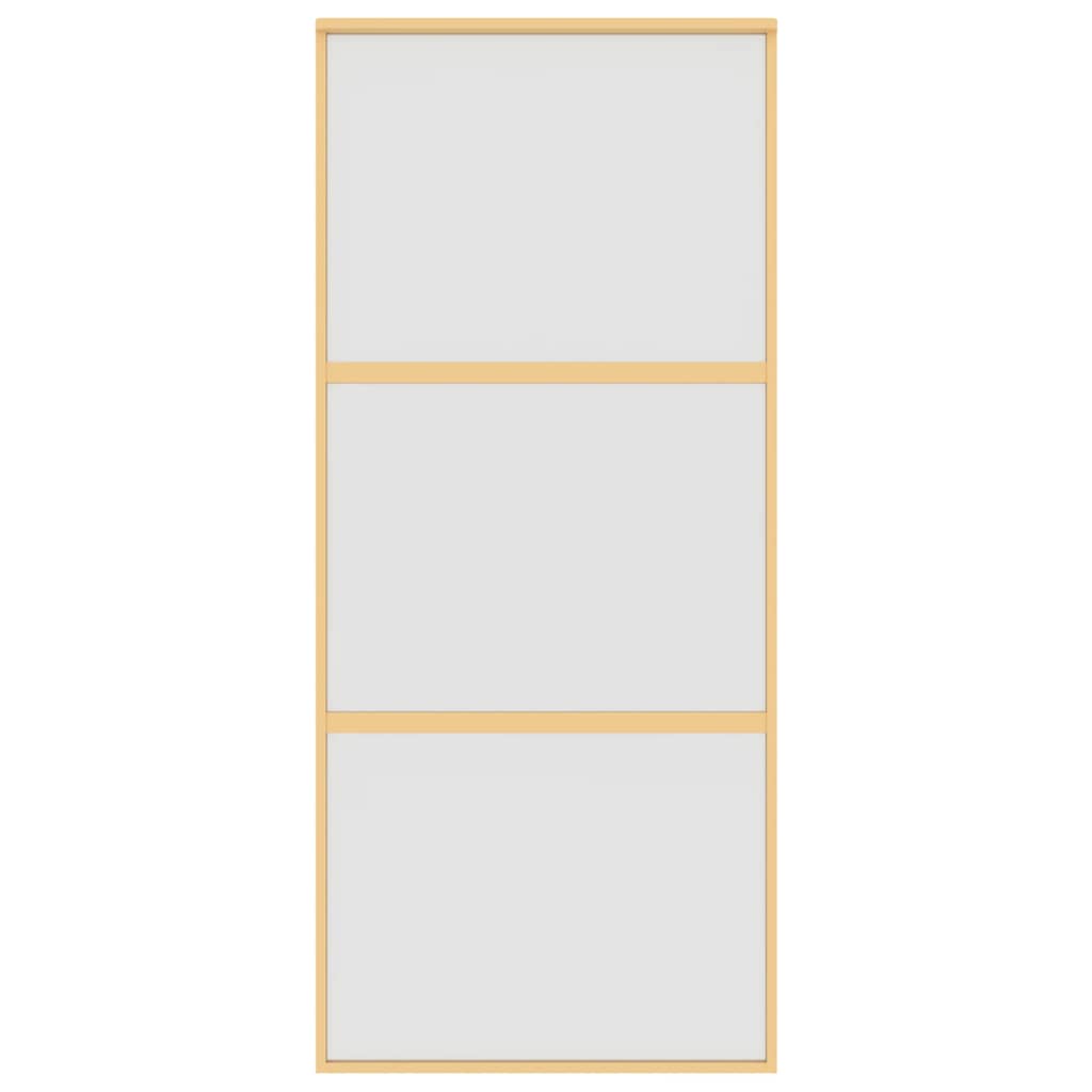 Porta Scorrevole Dorata 90x205 cm Vetro Smerigliato ESG Alluminio
