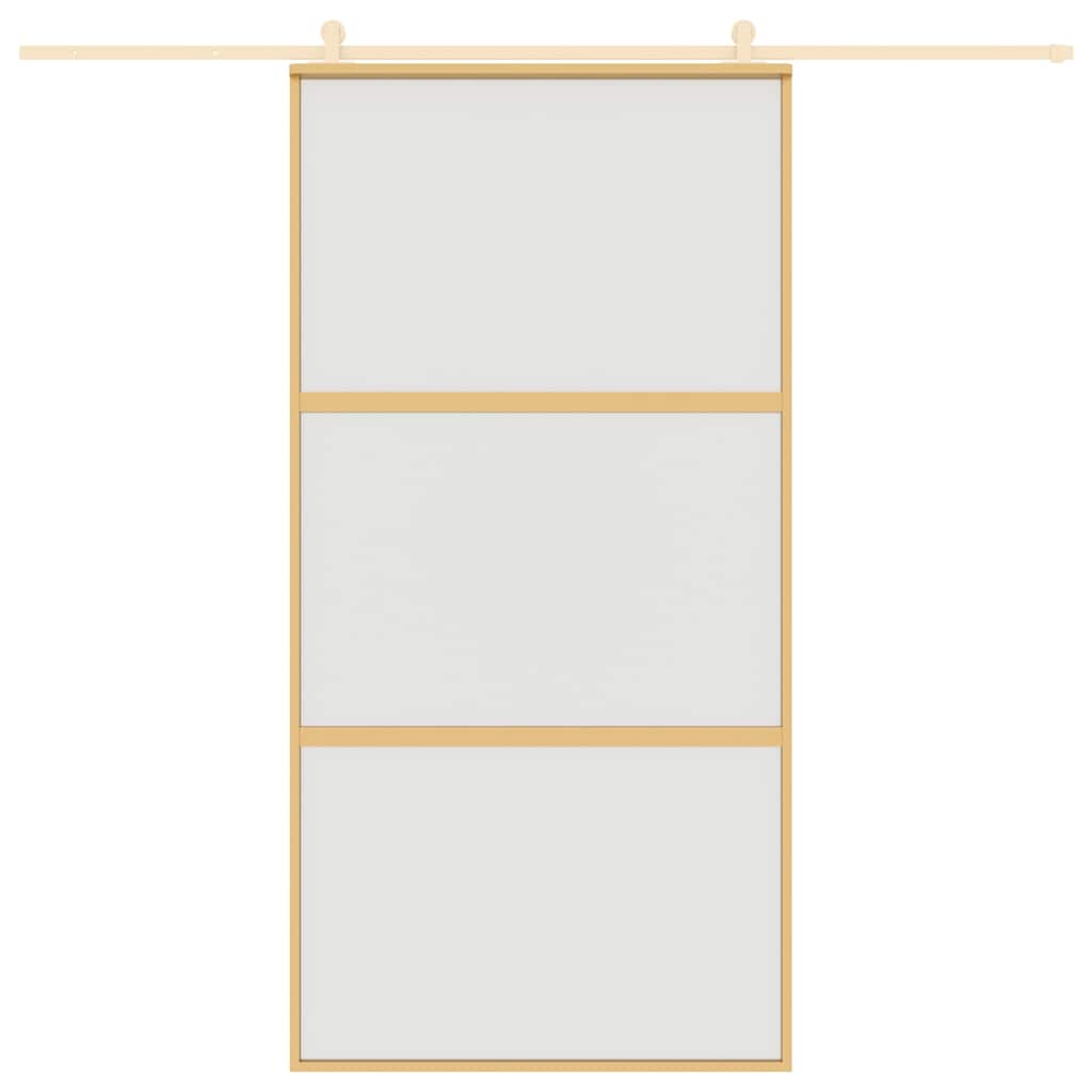 Porta Scorrevole Oro 102,5x205 cm Vetro Smerigliato ESG Alluminio
