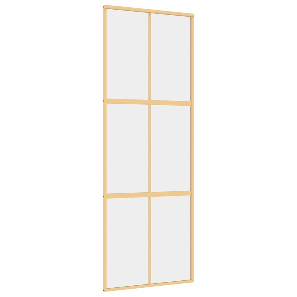 Porta Scorrevole Dorata 76x205 cm Vetro Trasparente ESG Alluminio