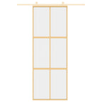 Porta Scorrevole Dorata 76x205 cm Vetro Trasparente ESG Alluminio