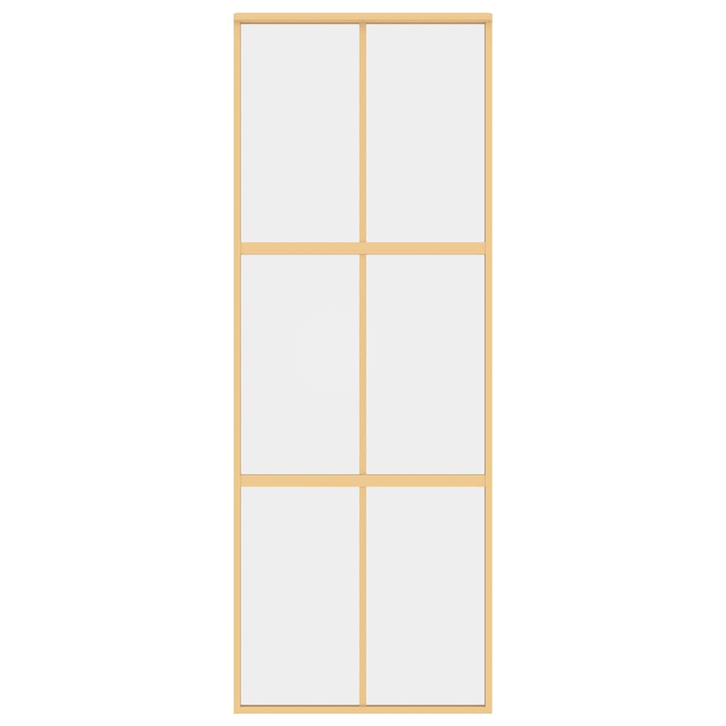 Porta Scorrevole Dorata 76x205 cm Vetro Trasparente ESG Alluminio