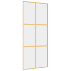 Porta Scorrevole Dorata 90x205 cm Vetro Trasparente ESG Alluminio