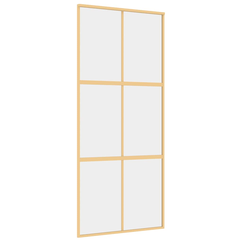 Porta Scorrevole Dorata 90x205 cm Vetro Trasparente ESG Alluminio