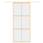 Porta Scorrevole Dorata 90x205 cm Vetro Trasparente ESG Alluminio