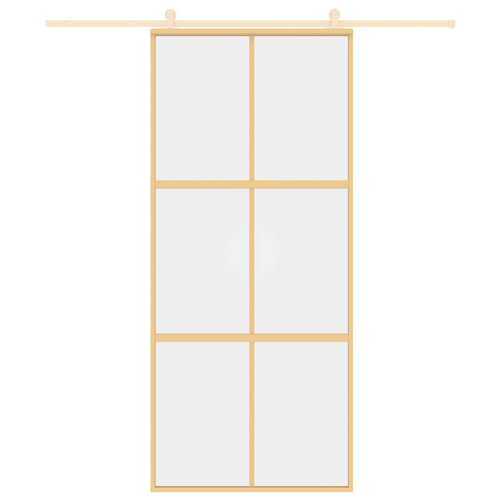 Porta Scorrevole Dorata 90x205 cm Vetro Trasparente ESG Alluminio