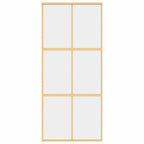 Porta Scorrevole Dorata 90x205 cm Vetro Trasparente ESG Alluminio