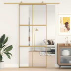 Porta Scorrevole Dorata 90x205 cm Vetro Trasparente ESG Alluminio