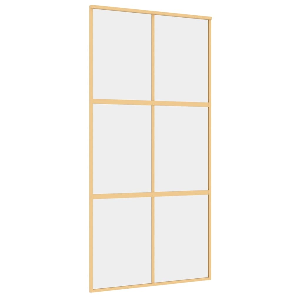Porta Scorrevole Oro 102,5x205 cm Vetro Trasparente ESG Alluminio