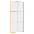 Porta Scorrevole Oro 102,5x205 cm Vetro Trasparente ESG Alluminio