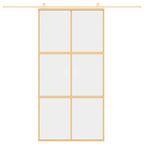 Porta Scorrevole Oro 102,5x205 cm Vetro Trasparente ESG Alluminio