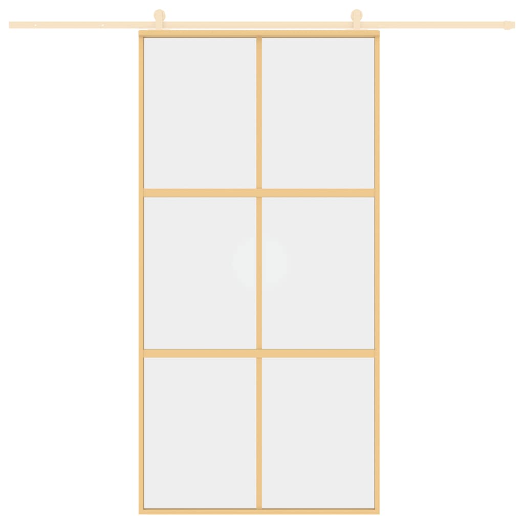 Porta Scorrevole Oro 102,5x205 cm Vetro Trasparente ESG Alluminio