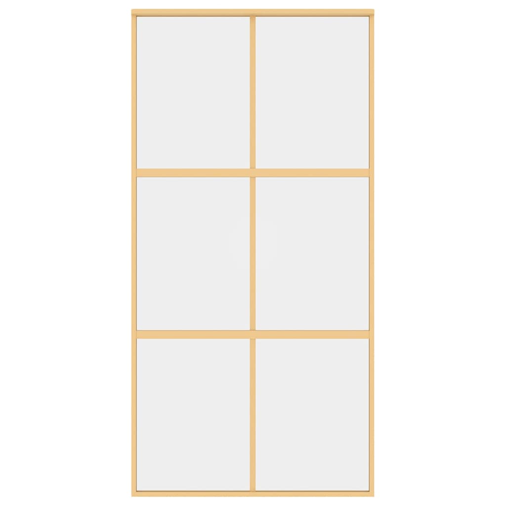 Porta Scorrevole Oro 102,5x205 cm Vetro Trasparente ESG Alluminio