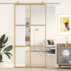 Porta Scorrevole Oro 102,5x205 cm Vetro Trasparente ESG Alluminio