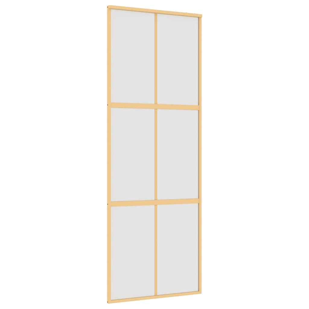 Porta Scorrevole Dorata 76x205 cm Vetro Smerigliato ESG Alluminio