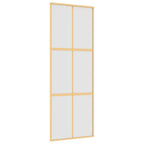 Porta Scorrevole Dorata 76x205 cm Vetro Smerigliato ESG Alluminio