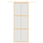 Porta Scorrevole Dorata 76x205 cm Vetro Smerigliato ESG Alluminio