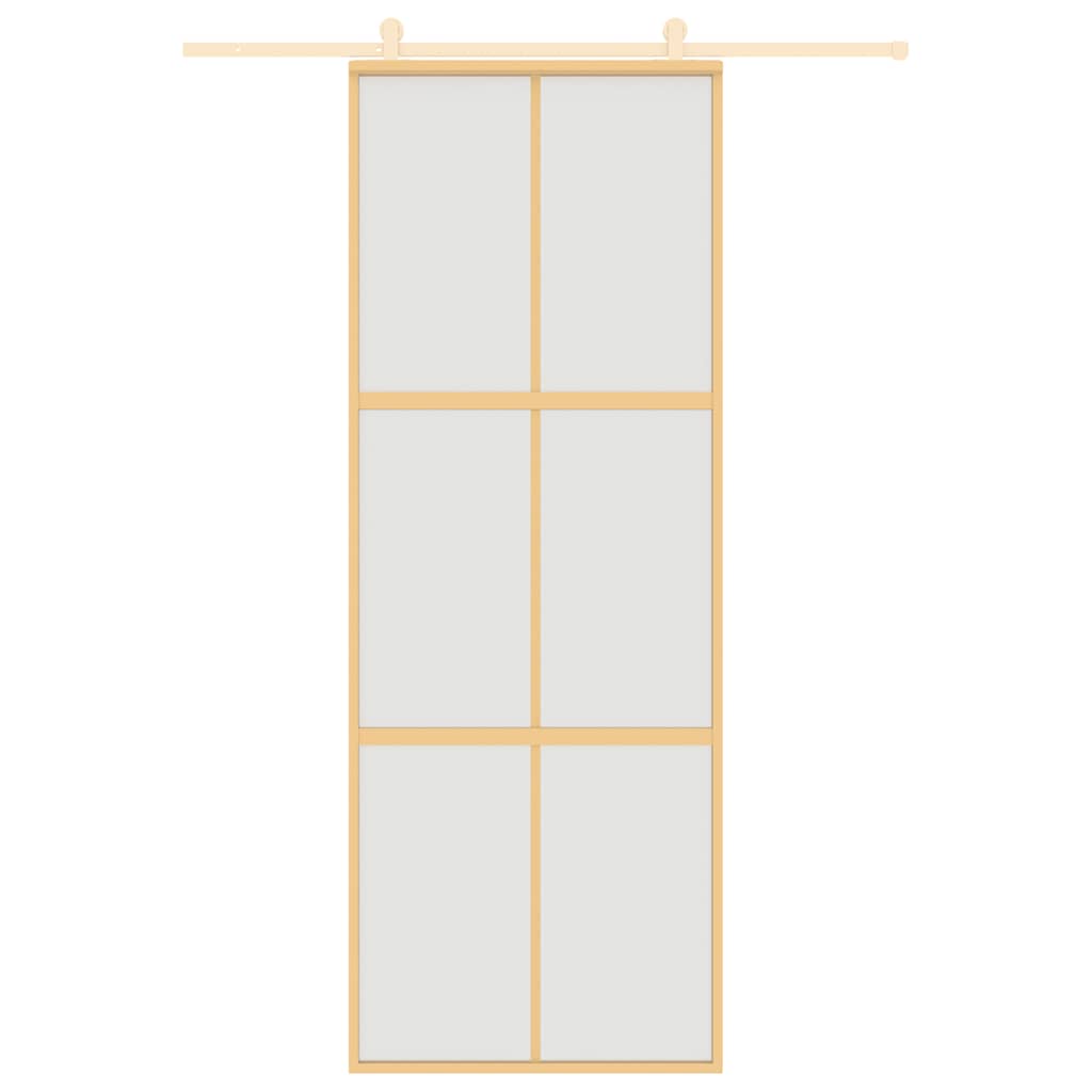 Porta Scorrevole Dorata 76x205 cm Vetro Smerigliato ESG Alluminio