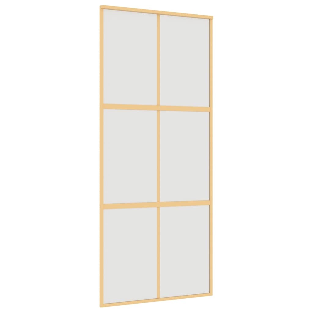 Porta Scorrevole Dorata 90x205 cm Vetro Smerigliato ESG Alluminio