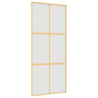 Porta Scorrevole Dorata 90x205 cm Vetro Smerigliato ESG Alluminio